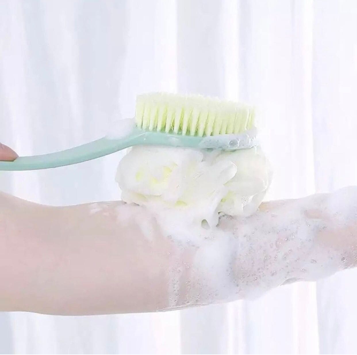 2 In 1 Bathing Scrubbing Long Handle Brush, Shower Body Brush with Bristles and Loofah, Back Scrubber Bath Mesh Sponge with Curved Long Handle, Back Scrubber Body Brush 2 In 1 Bathing Scrubbing Long Handle Brush, Shower Body Brush with Bristles and Loofah, Back Scrubber Bath Mesh Sponge with Curved Long Handle, Back Scrubber Body Brush